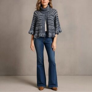 ST. JOHN Lofty Floats Boucle Knit Fringe Jacket